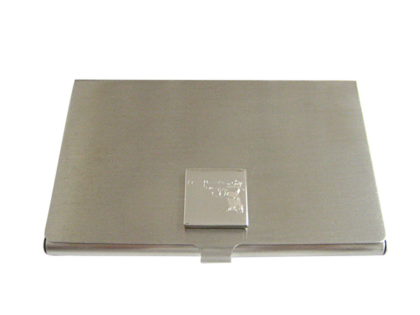 Silver Toned Etched Handgun Business Card Holder