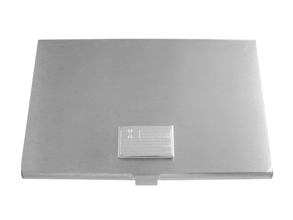 Silver Toned Etched Hawaii State Flag Business Card Holder