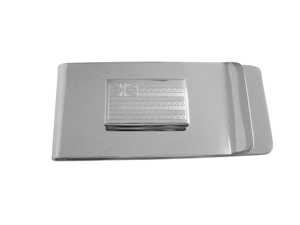 Silver Toned Etched Hawaii State Flag Money Clip