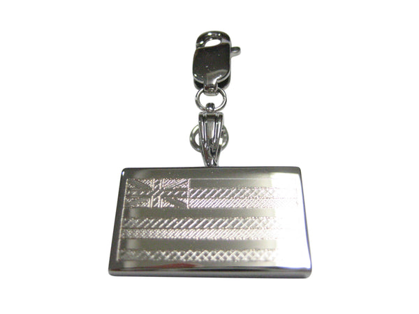 Silver Toned Etched Hawaii State Flag Pendant Zipper Pull Charm