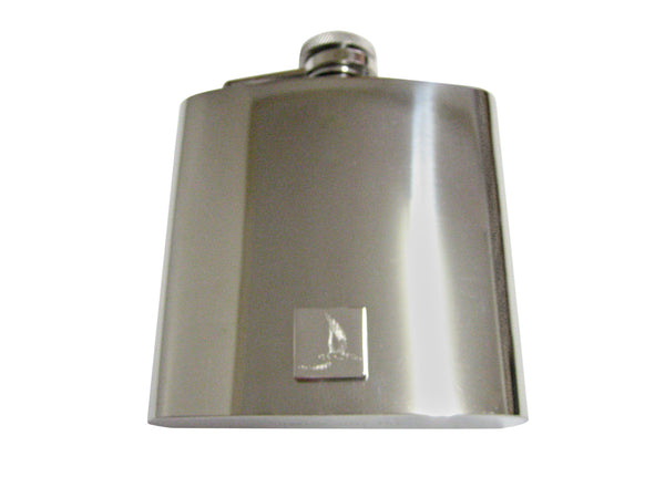 Silver Toned Etched Hawk Bird 6 Oz. Stainless Steel Flask