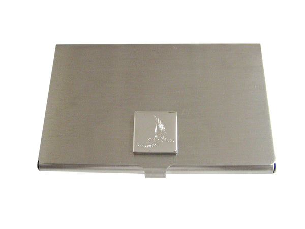 Silver Toned Etched Hawk Bird Business Card Holder
