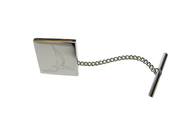 Silver Toned Etched Hawk Bird Tie Tack