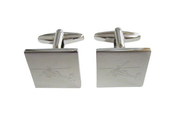 Silver Toned Etched Helicopter Cufflinks