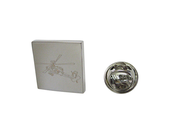 Silver Toned Etched Helicopter Lapel Pin