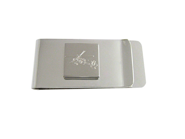 Silver Toned Etched Helicopter Money Clip