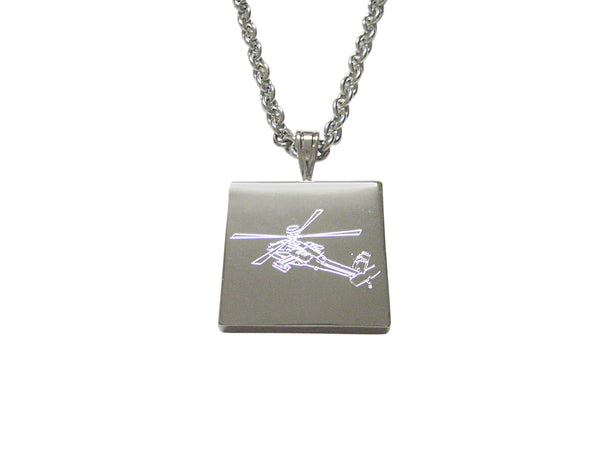 Silver Toned Etched Helicopter Pendant Necklace