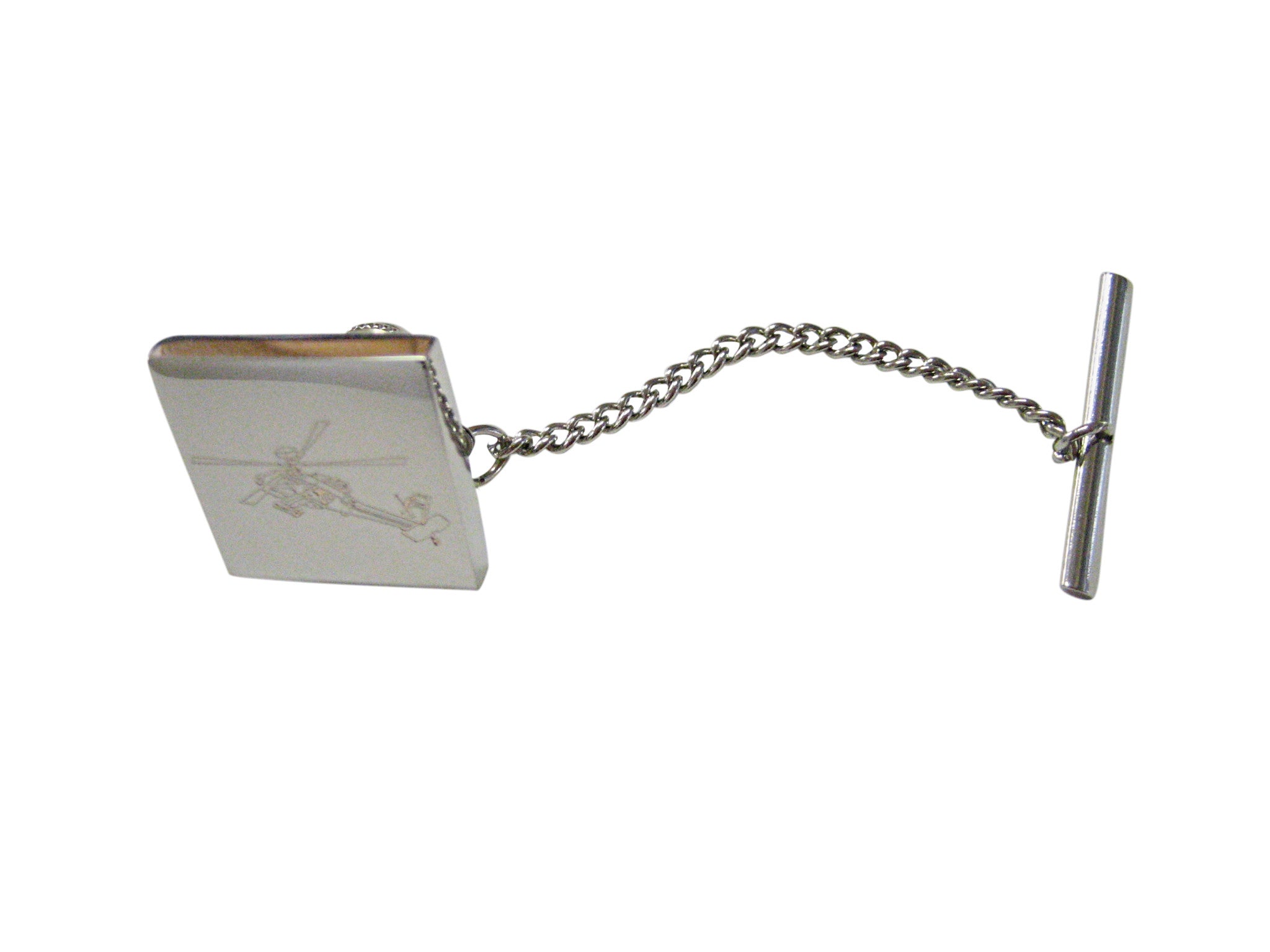 Silver Toned Etched Helicopter Tie Tack