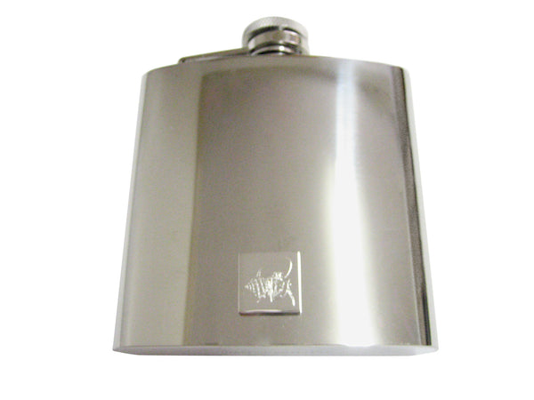 Silver Toned Etched Hermit Crab 6 Oz. Stainless Steel Flask
