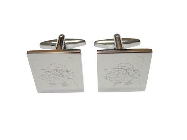 Silver Toned Etched Hermit Crab Cufflinks