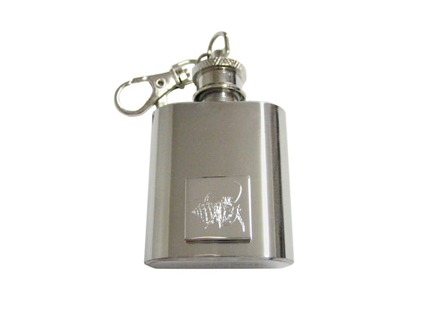 Silver Toned Etched Hermit Crab 1 Oz. Stainless Steel Key Chain Flask