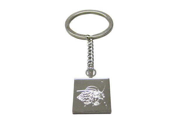 Silver Toned Etched Hermit Crab Keychain