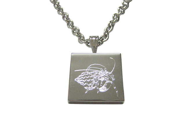 Silver Toned Etched Hermit Crab Necklace