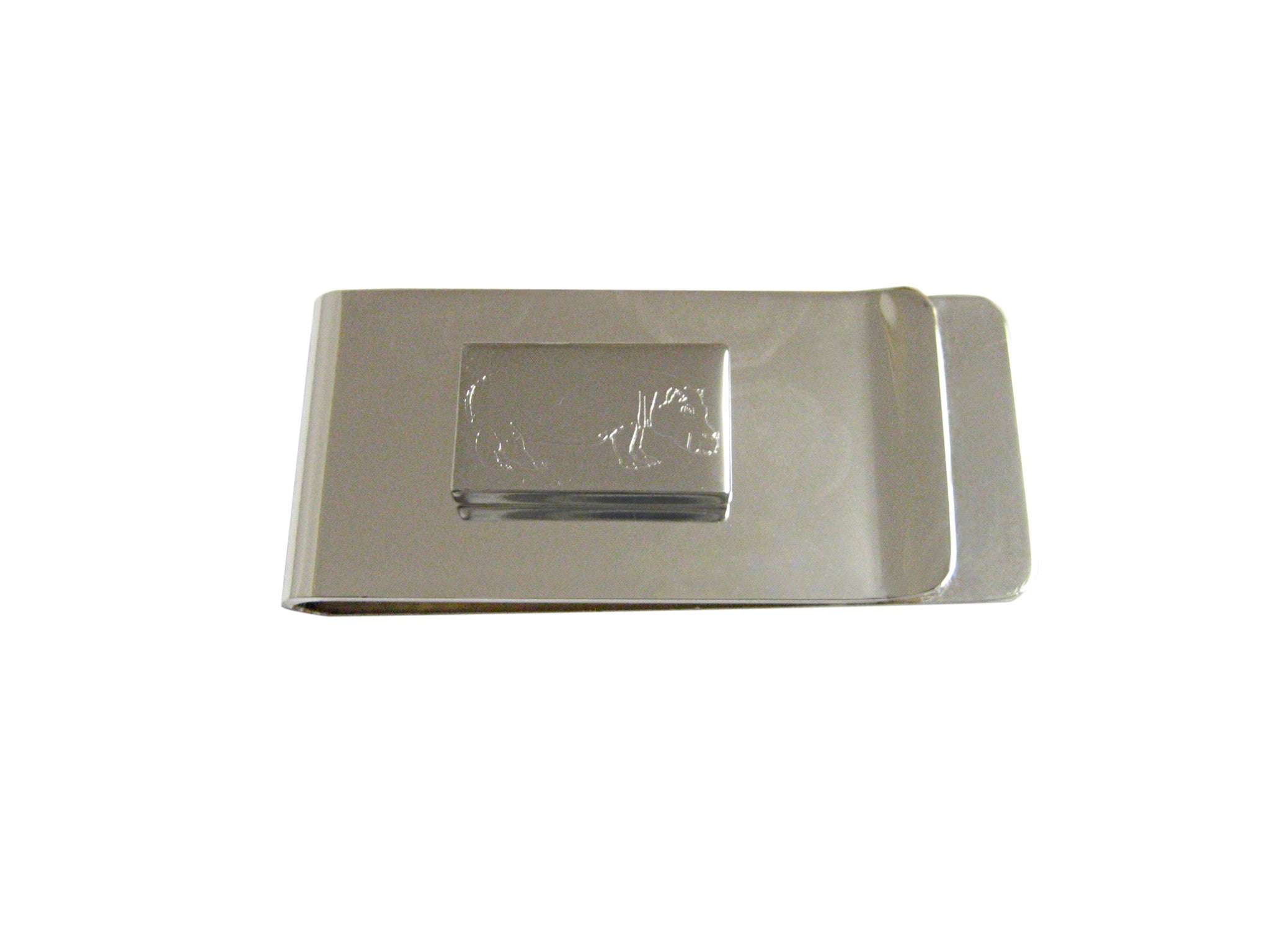 Silver Toned Etched Hippo Money Clip