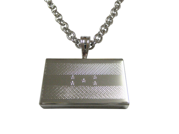 Silver Toned Etched Honduras Flag Pendant Necklace