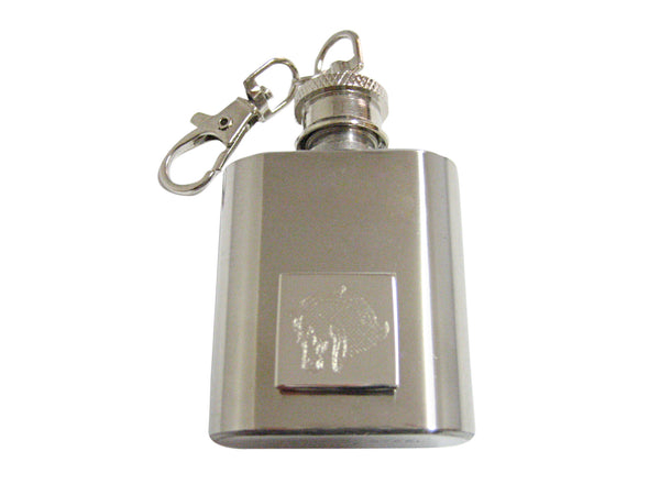 Silver Toned Etched Horse Head 1 Oz. Stainless Steel Key Chain Flask