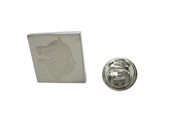 Silver Toned Etched Horse Head Lapel Pin