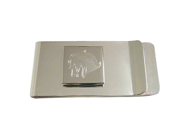 Silver Toned Etched Horse Head Money Clip