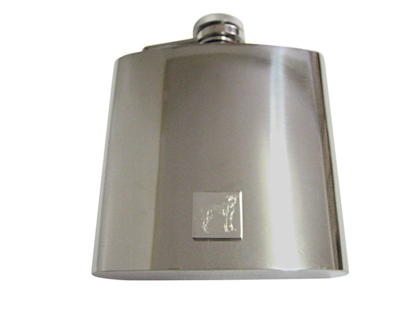 Silver Toned Etched Hound Dog 6 Oz. Stainless Steel Flask