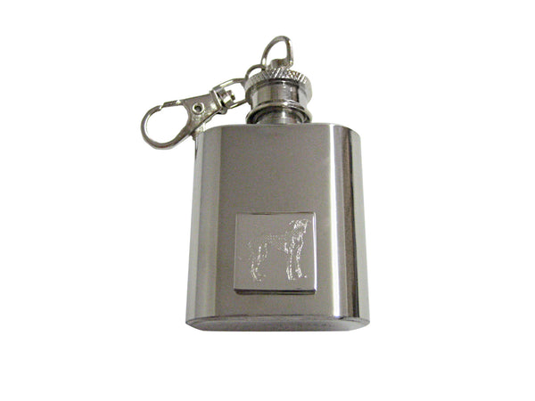 Silver Toned Etched Hound Dog 1 Oz. Stainless Steel Key Chain Flask