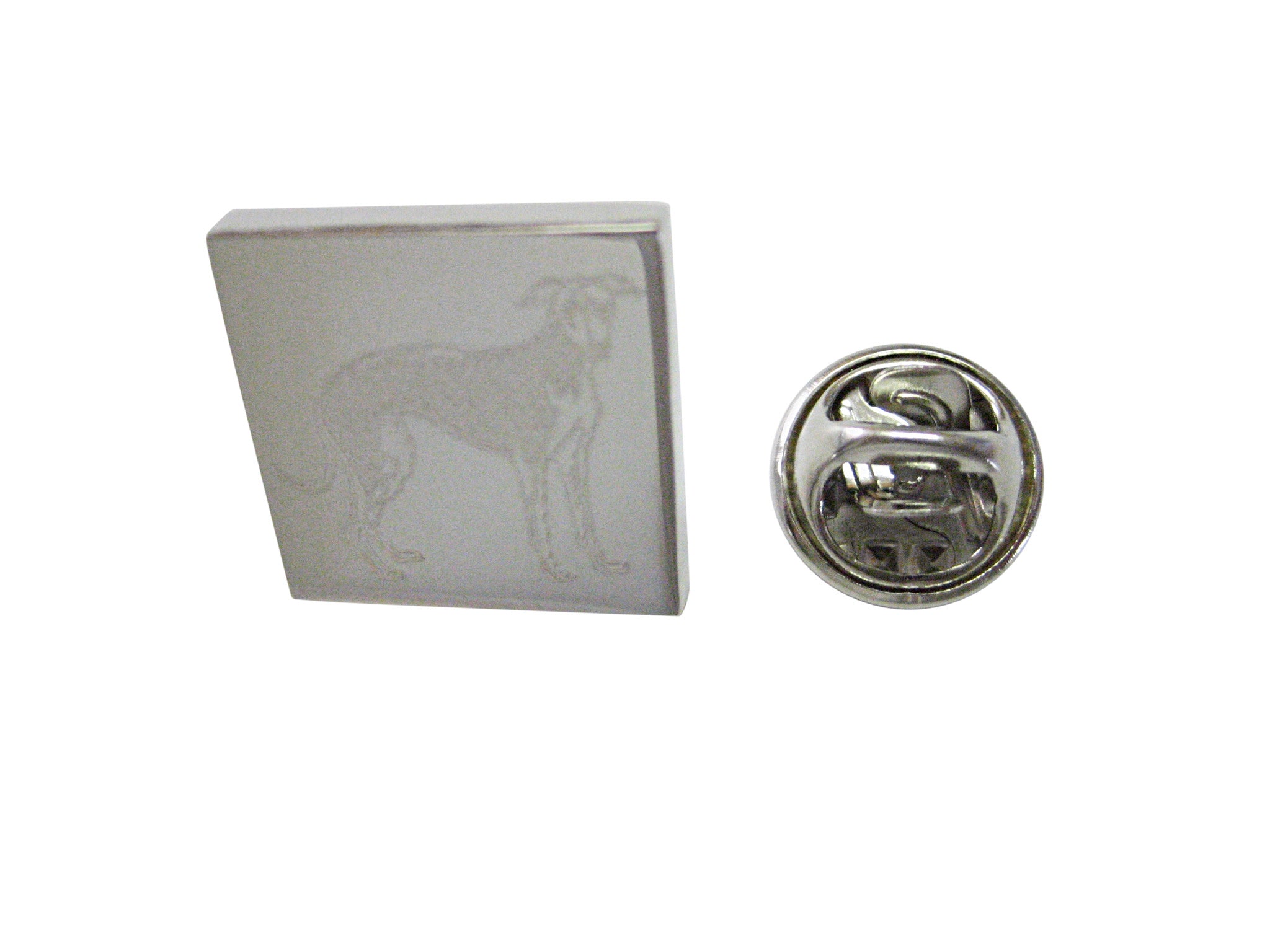 Silver Toned Etched Hound Dog Lapel Pin