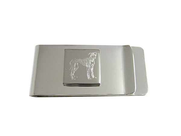 Silver Toned Etched Hound Dog Money Clip