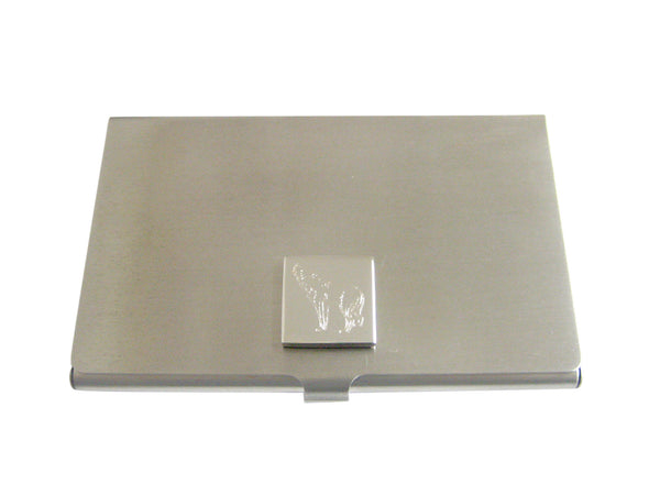 Silver Toned Etched Howling Wolf Business Card Holder