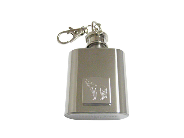 Silver Toned Etched Howling Wolf 1 Oz. Stainless Steel Key Chain Flask