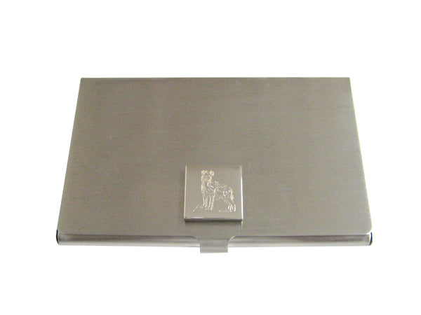 Silver Toned Etched Hyena Business Card Holder