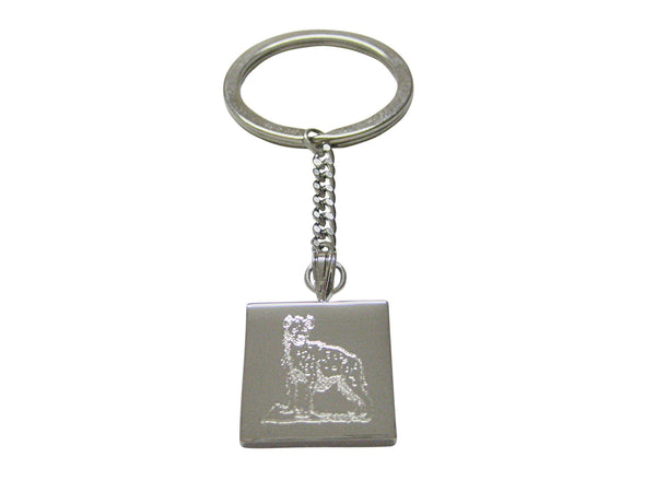 Silver Toned Etched Hyena Keychain
