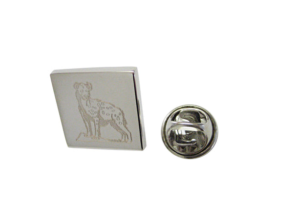 Silver Toned Etched Hyena Lapel Pin