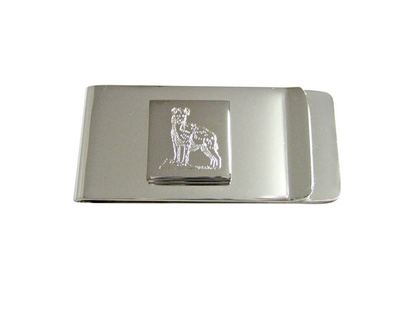 Silver Toned Etched Hyena Money Clip