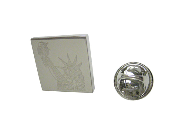 Silver Toned Etched Iconic Statue of Liberty Lapel Pin