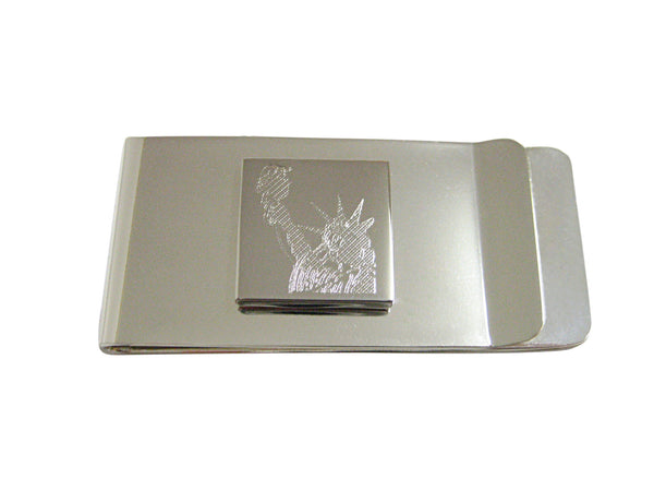 Silver Toned Etched Iconic Statue of Liberty Money Clip