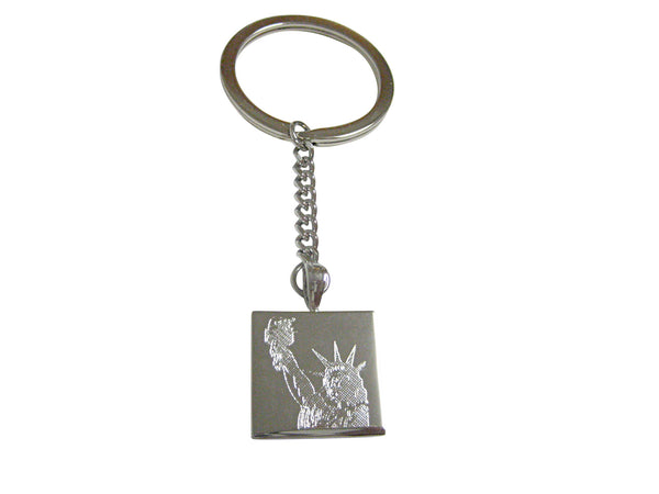Silver Toned Etched Iconic Statue of Liberty Pendant Keychain