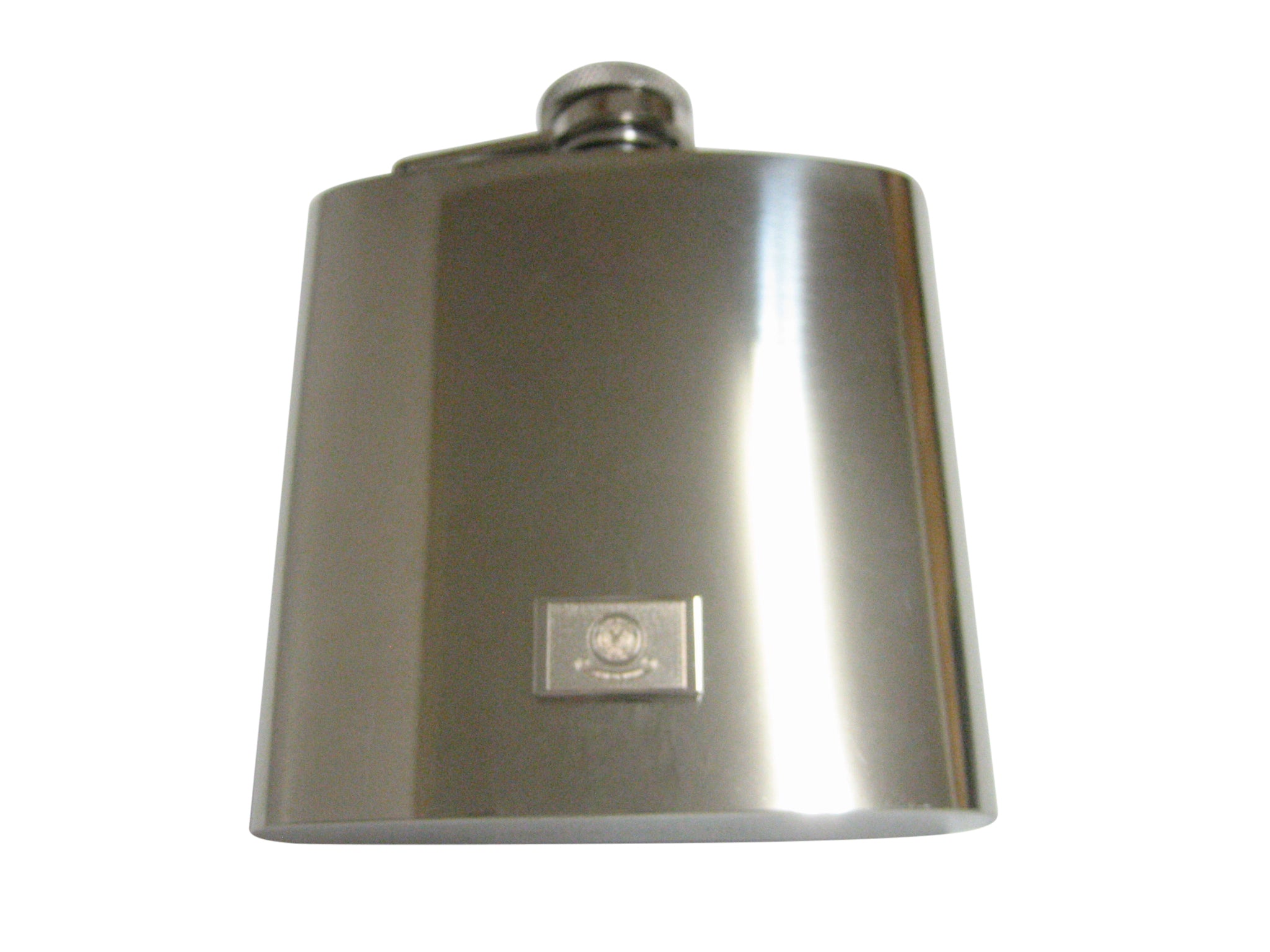 Silver Toned Etched Idaho State Flag Pendant 6 Oz. Stainless Steel Flask