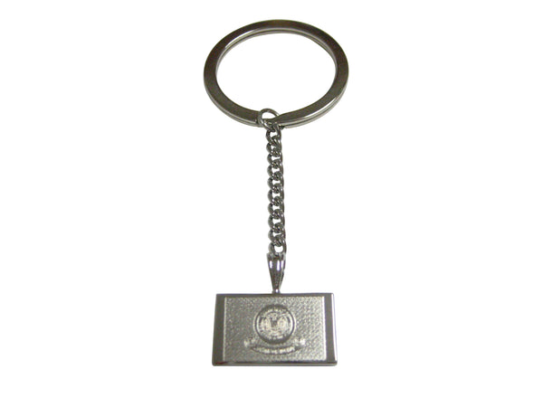 Silver Toned Etched Idaho State Flag Pendant Keychain