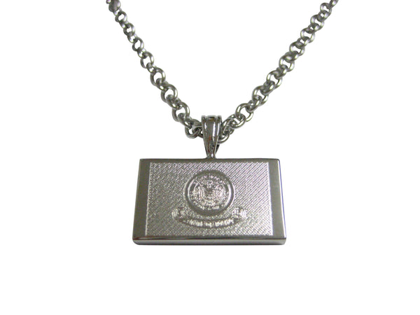 Silver Toned Etched Idaho State Flag Pendant Necklace