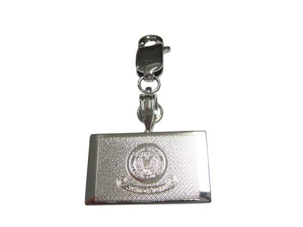 Silver Toned Etched Idaho State Flag Pendant Zipper Pull Charm