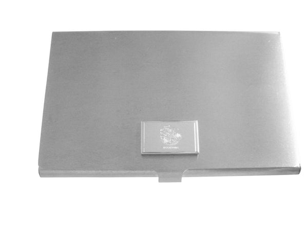 Silver Toned Etched Illinois State Flag Business Card Holder