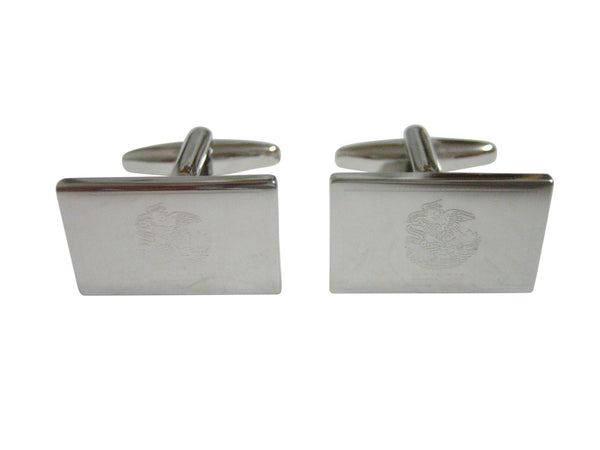 Silver Toned Etched Illinois State Flag Cufflinks