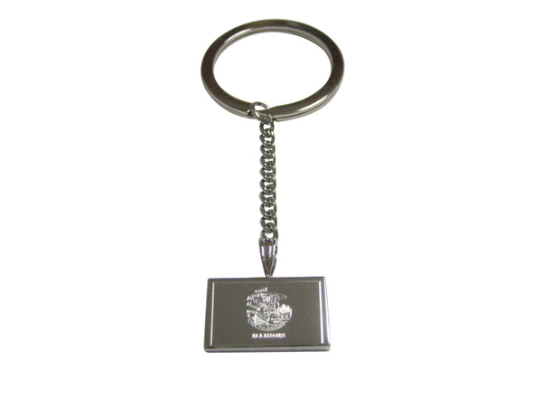 Silver Toned Etched Illinois State Flag Pendant Keychain