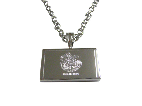 Silver Toned Etched Illinois State Flag Pendant Necklace