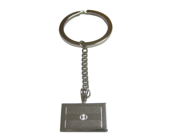 Silver Toned Etched India Flag Pendant Keychain