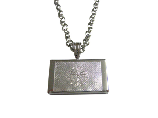 Silver Toned Etched Indiana State Flag Pendant Necklace