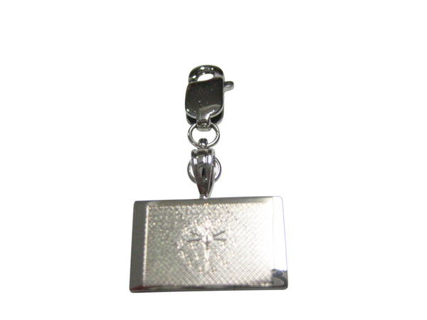 Silver Toned Etched Indiana State Flag Pendant Zipper Pull Charm