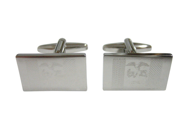 Silver Toned Etched Iowa State Flag Cufflinks