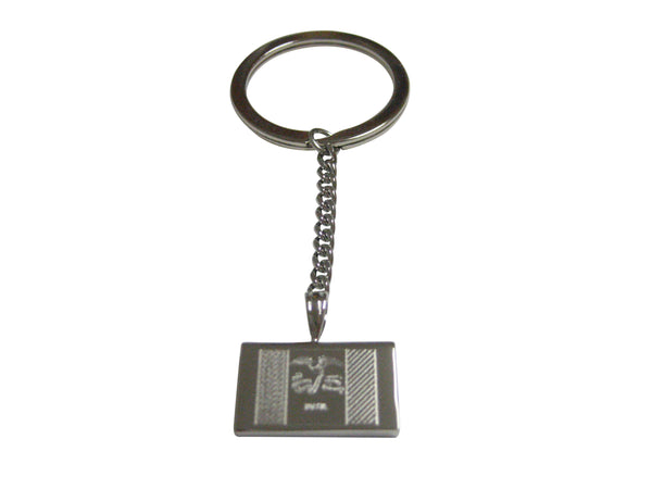 Silver Toned Etched Iowa State Flag Pendant Keychain