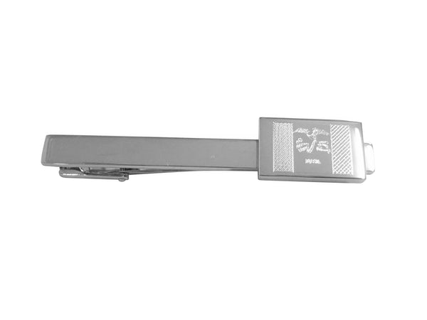 Silver Toned Etched Iowa State Flag Square Tie Clip