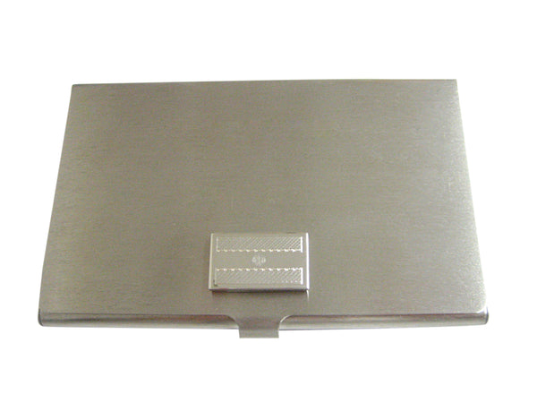 Silver Toned Etched Iran Flag Business Card Holder